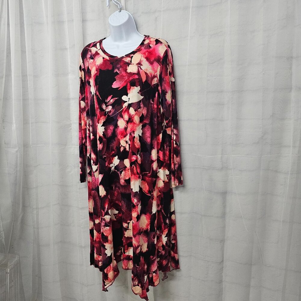 Logo Lori Goldstein Dress Goth Grunge Midi Pink Black Floral Shift LP - Picture 7 of 14